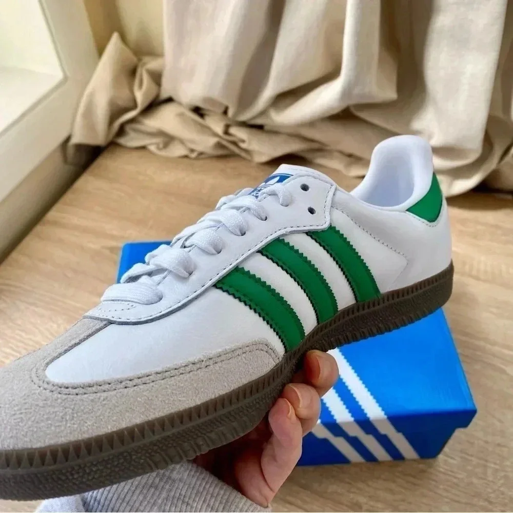 New Adidas Samba OG Sneaker Shoes White Green Gum Womens 7 - Picture 3 of 9